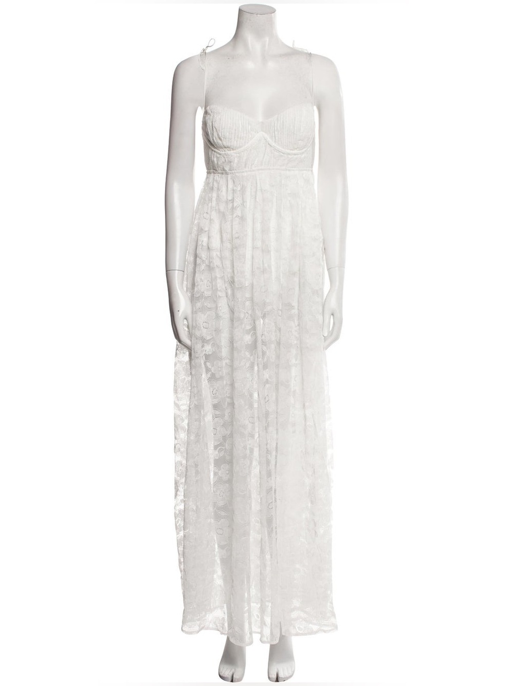 For Love & Lemons‎ White Lace Maxi Dress with Spaghetti Straps Size Small NWT